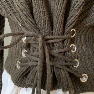 Corset back sweater chunky and soft